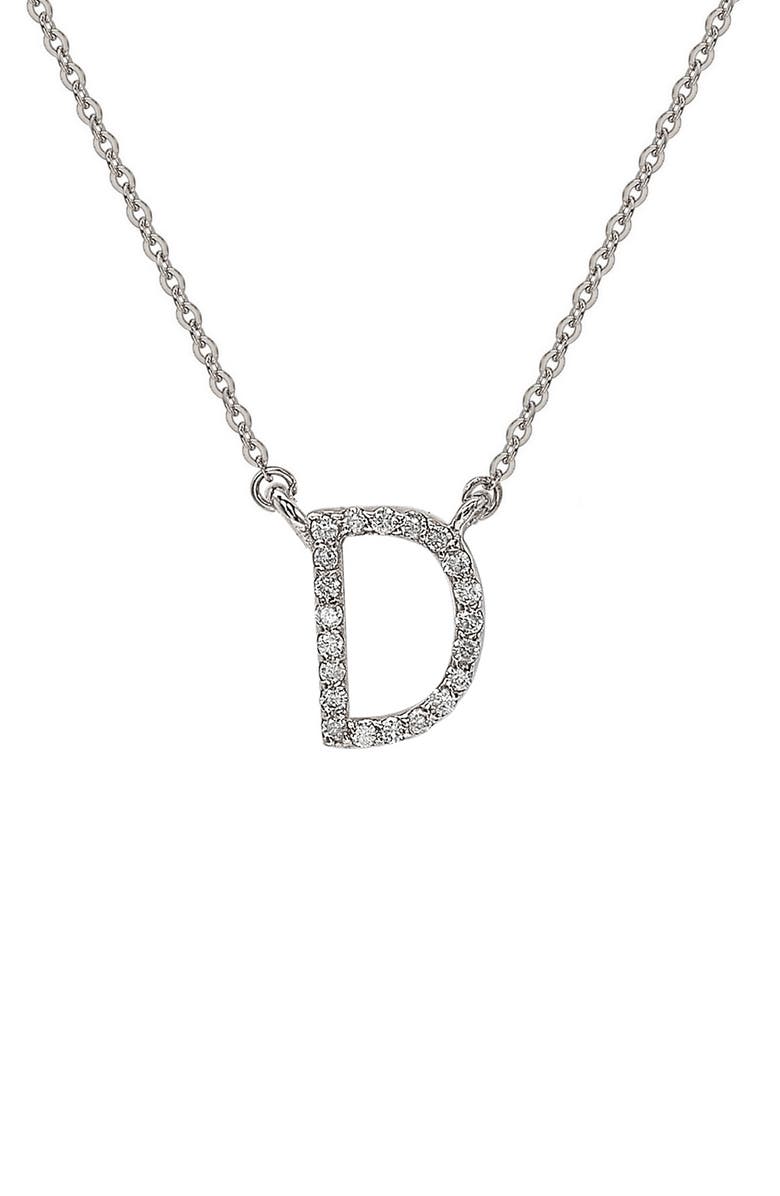 SUZY LEVIAN 14K Gold & Diamond Pavé Initial Pendant Necklace, Alternate, color, White- D