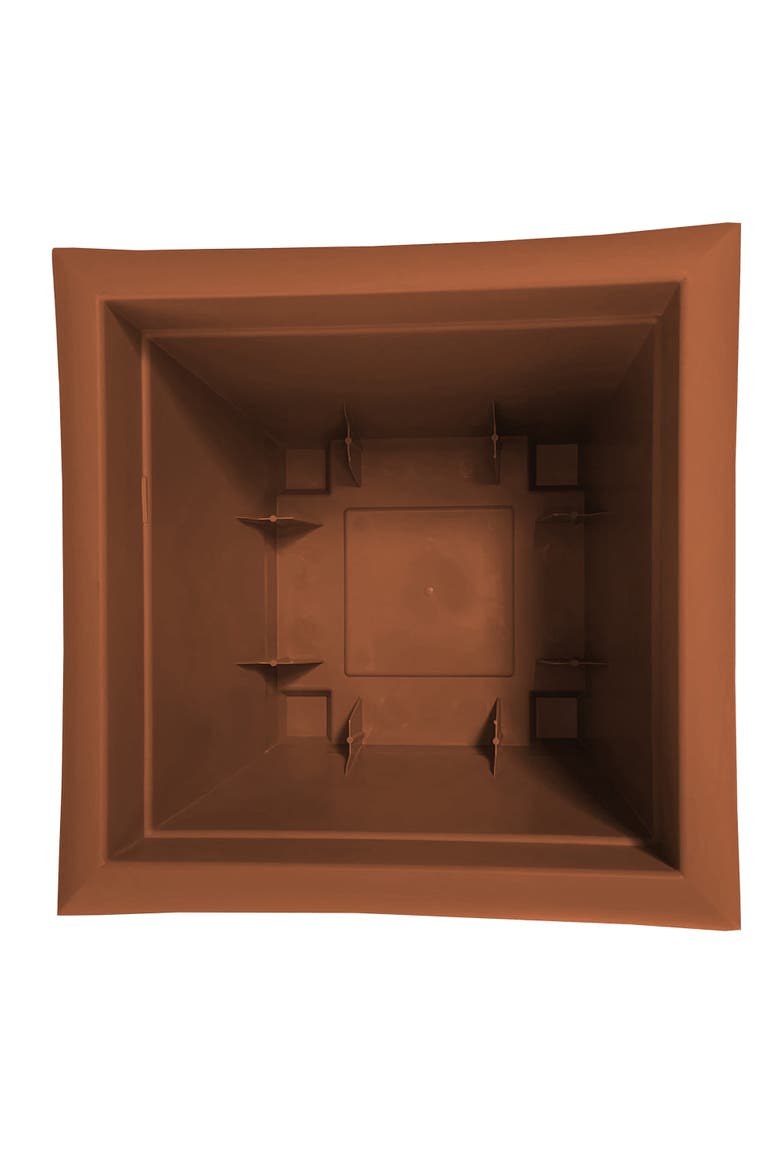 15" Dayton Square Deck Planter, Terra Cotta, Alternate, color, Brown