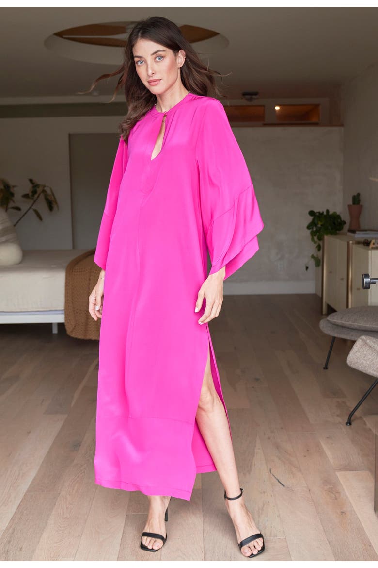 Wide Sleeve Silk Tunic Dress, Alternate, color, Fuchsia
