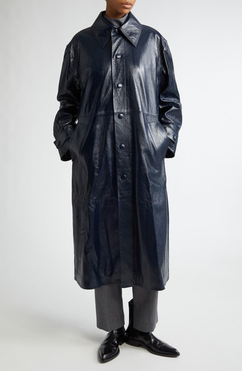 Jil Sander Oversize Deerskin Leather Trench Coat, Main, color, 