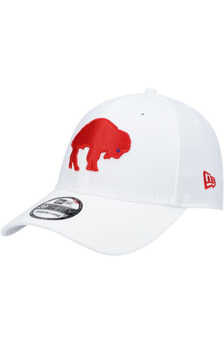 New Era Men's New Era White Buffalo Bills Throwback Logo Iced II 39THIRTY Flex Hat, Main, color, 