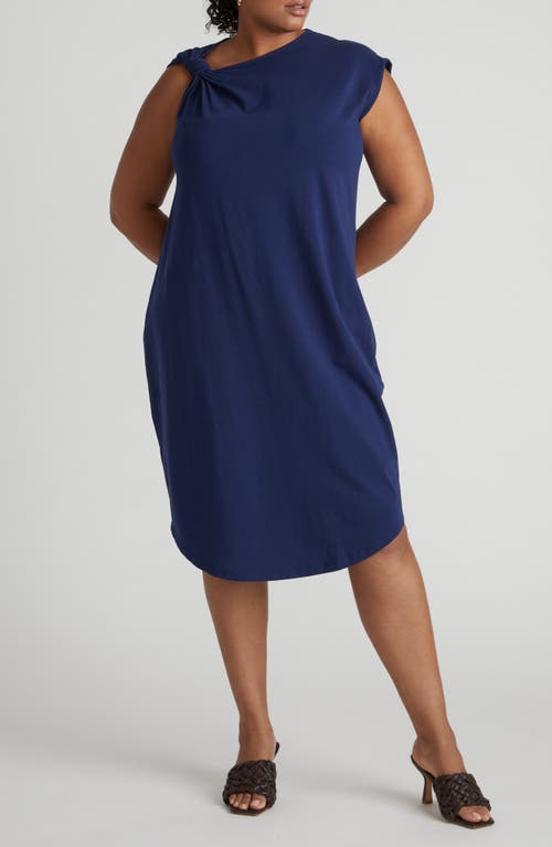 Universal Standard Geneva Knot Shoulder Jersey Dress In Blue