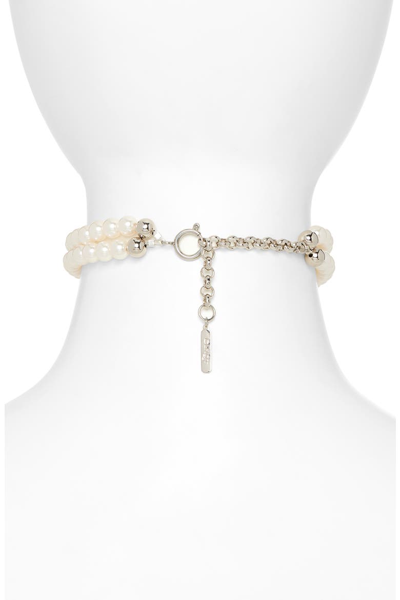 Juliet Rose Pendant Faux Pearl Choker Necklace, Alternate, color, PALLADIUM