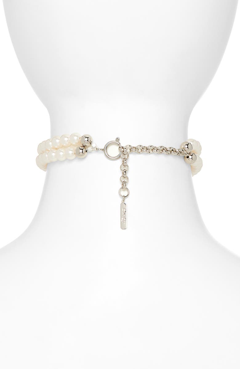 Justine Clenquet Juliet Rose Pendant Faux Pearl Choker Necklace, Alternate, color, Palladium