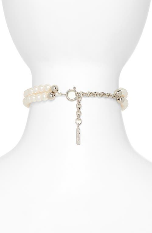 Justine Clenquet Juliet Rose Pendant Faux Pearl Choker Necklace In Metallic