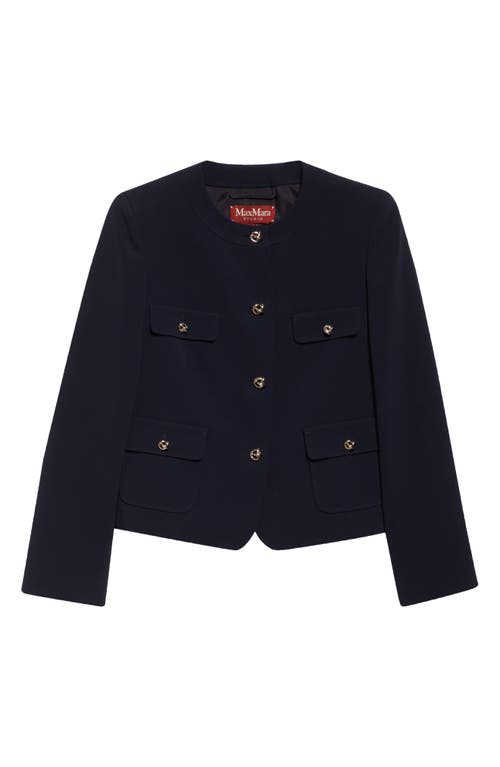 Max Mara Studio Yana Knot Button Cady Crop Jacket In Navy