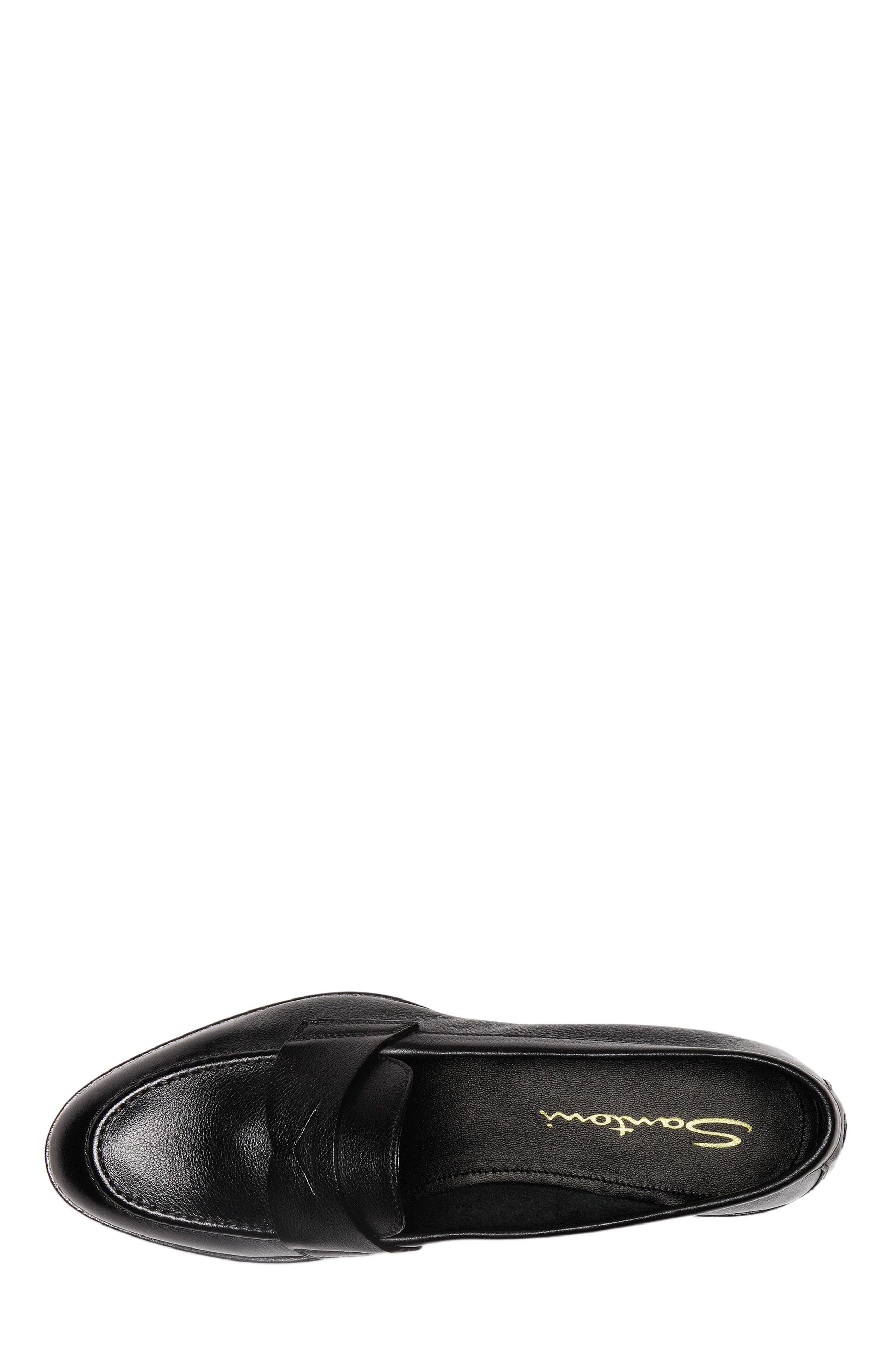Santoni Leather Penny Loafer, Alternate, color, Black