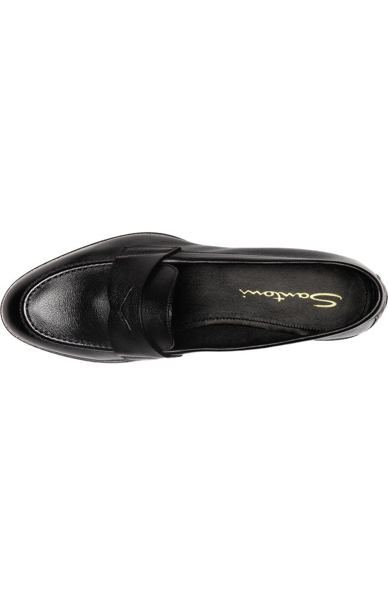 Santoni Leather Penny Loafer, Alternate, color, Black