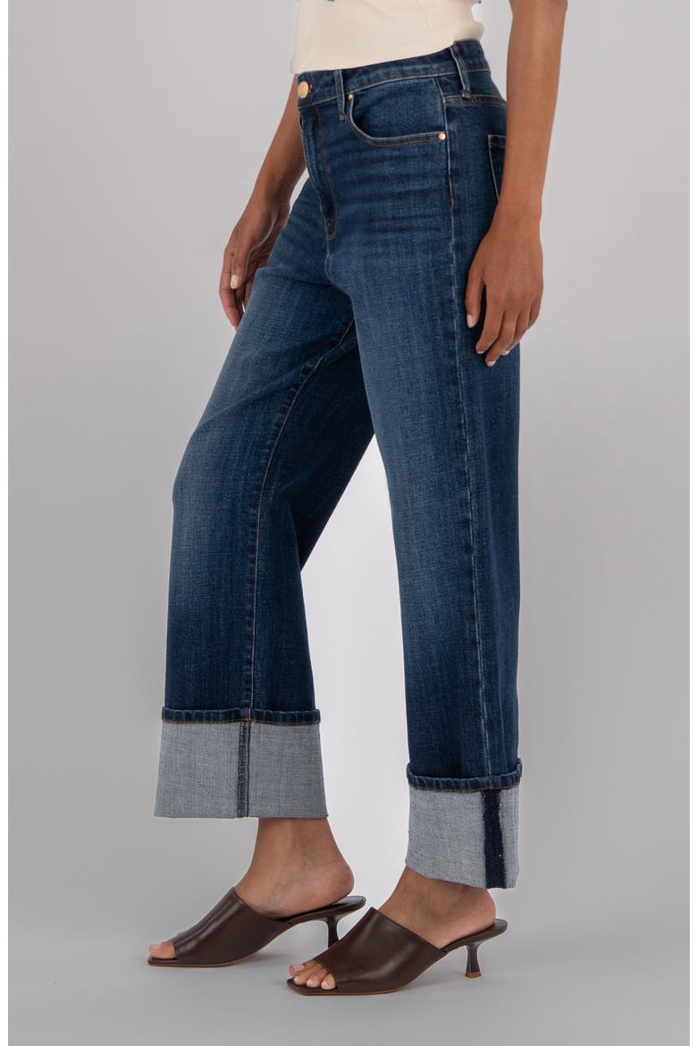 Sienna Cuffed Hem Wide Leg Jeans, Alternate, color, CLARITY