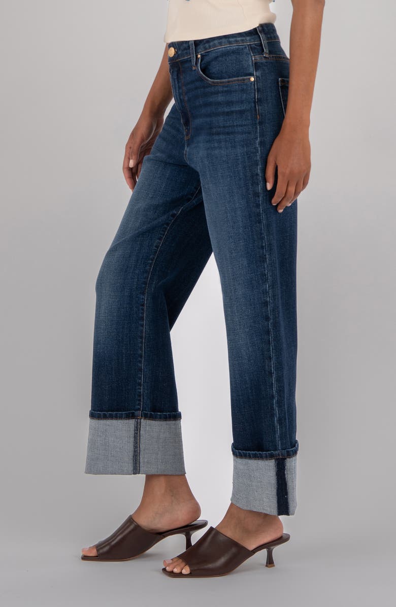 KUT from the Kloth Sienna Cuffed Hem Wide Leg Jeans, Alternate, color, Clarity