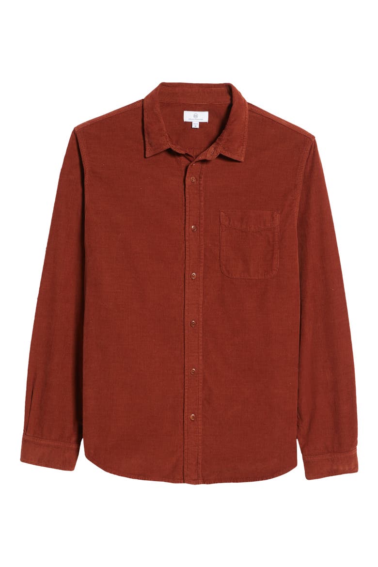 Colton Corduroy Button-Up Shirt, Alternate, color, FIRED COPPER