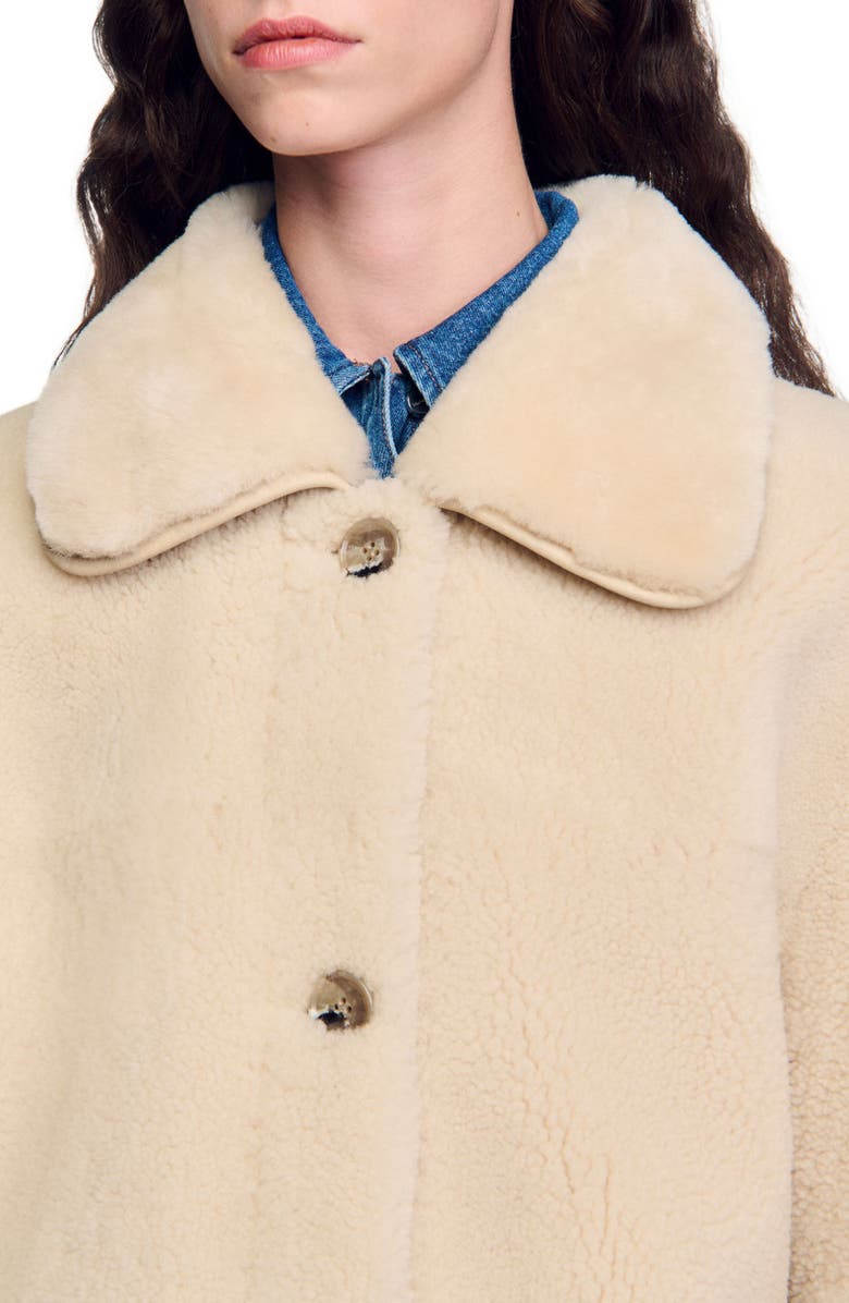 SANDRO Shearling coat, Alternate, color, 