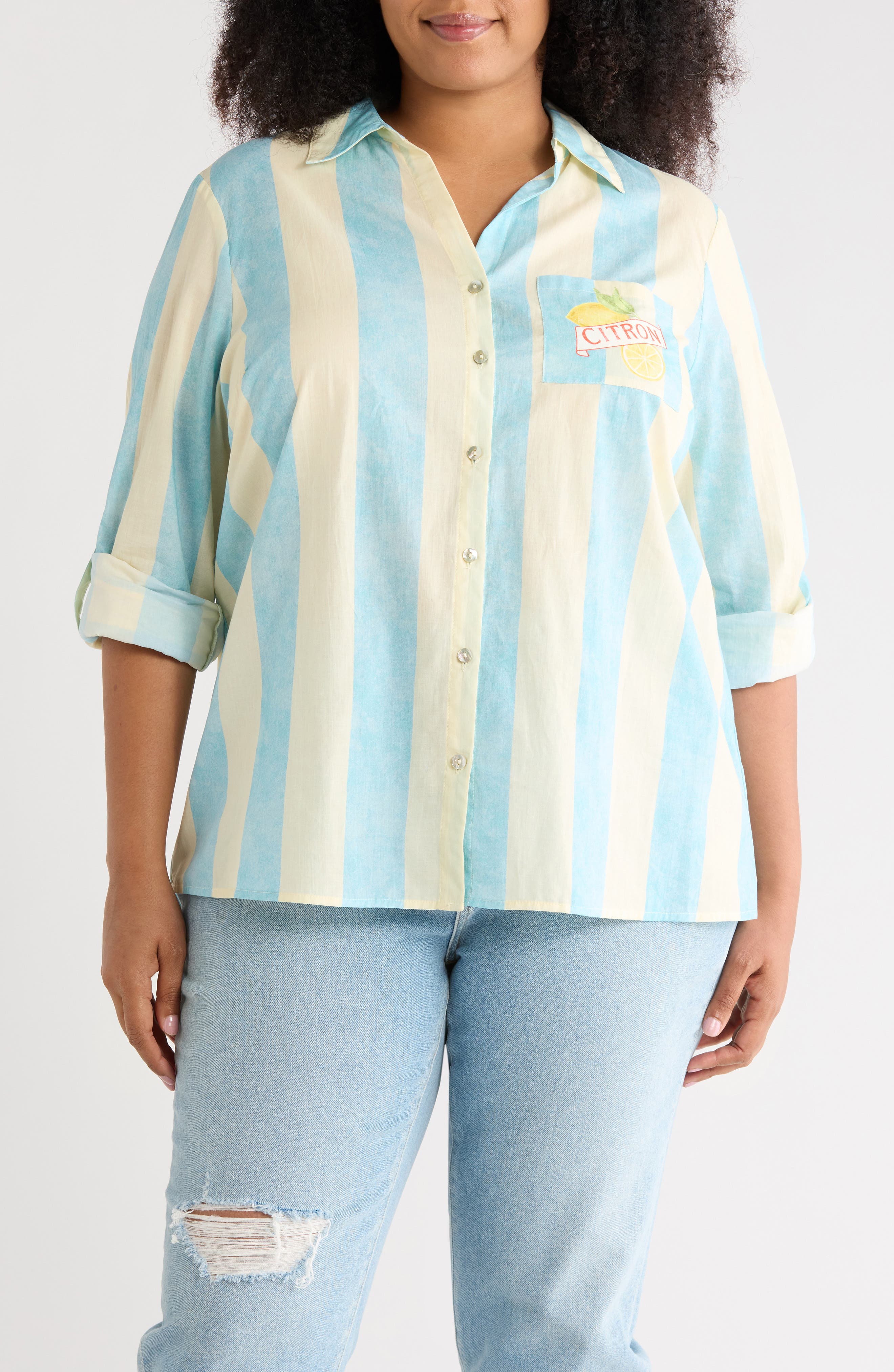 DR2 by Daniel Rainn Postcard Tunic Button-Up Shirt