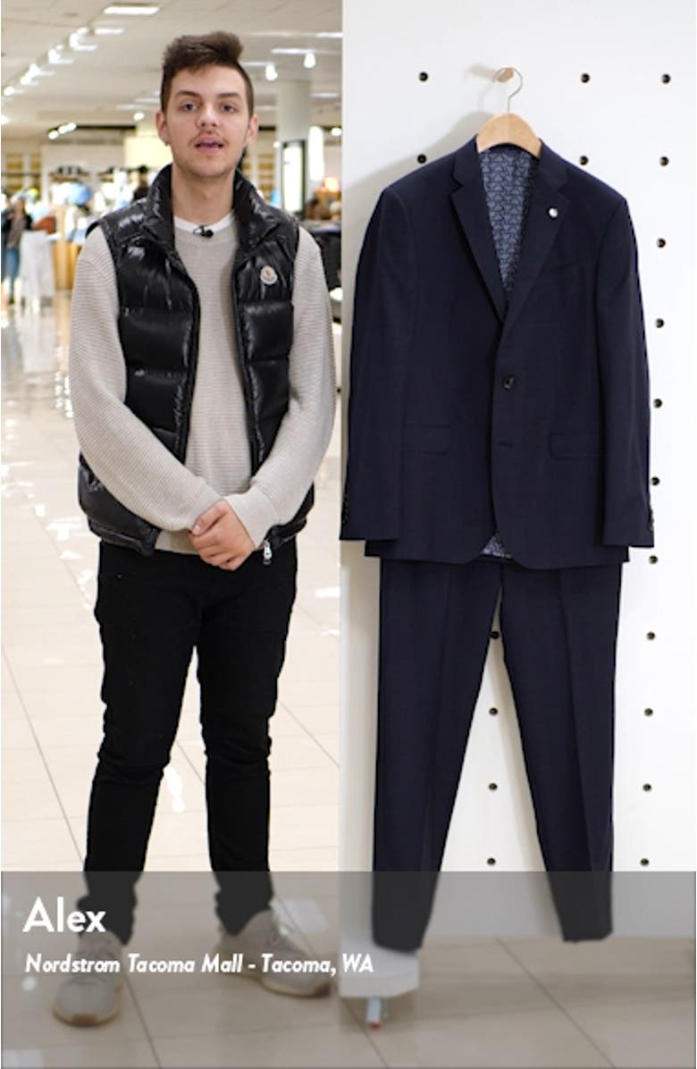 Jay Trim Fit Plaid Wool Suit, sales video thumbnail