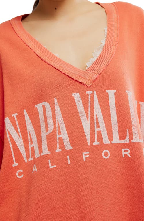 Free People Wtf Venice Oversize Cotton Blend Graphic Sweatshirt In Orange