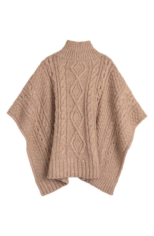 Lauren Ralplh Lauren Crest Button Cable Poncho In Neutral