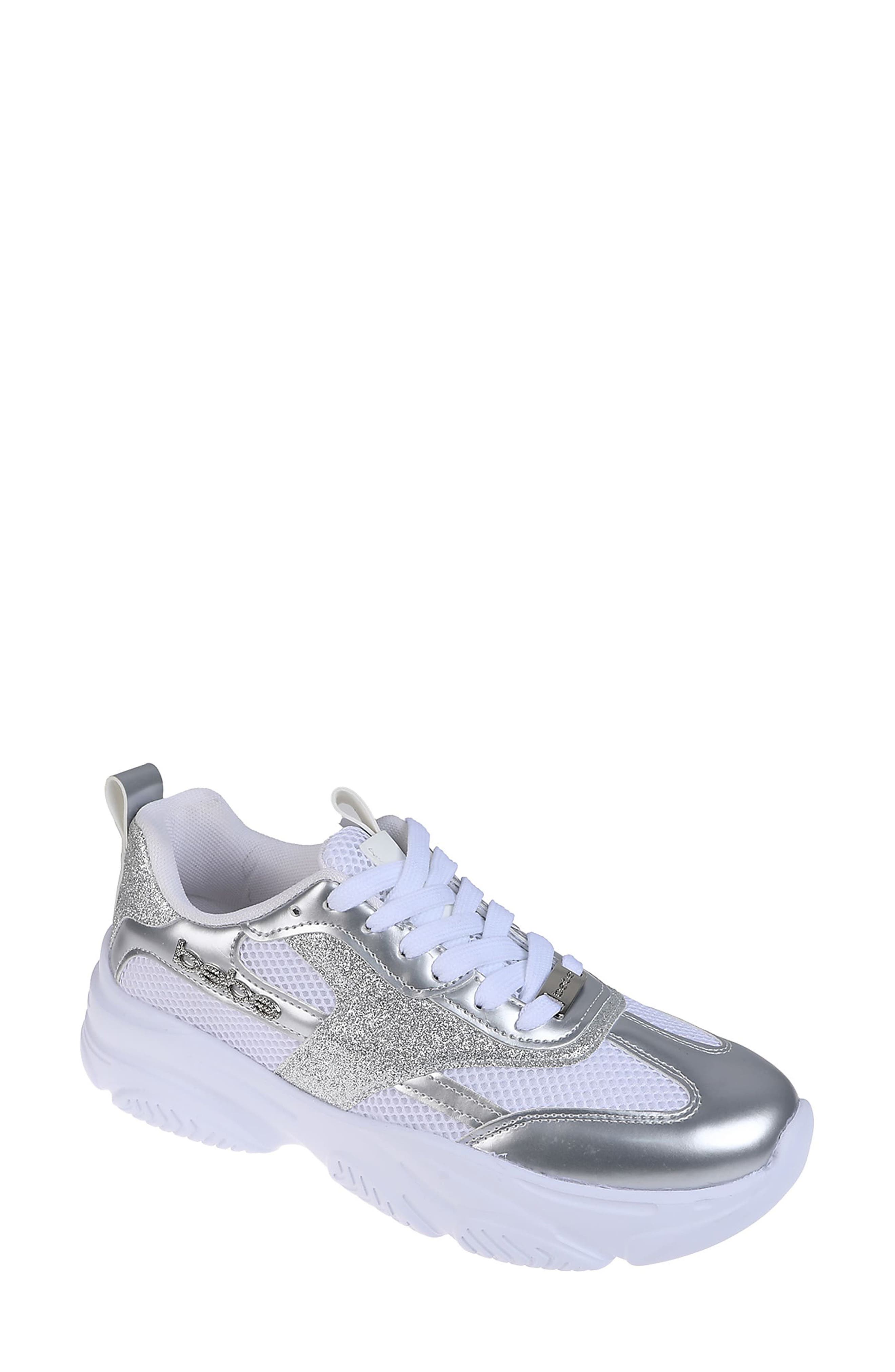 bebe Mixed Media Sneaker, Main, color, 