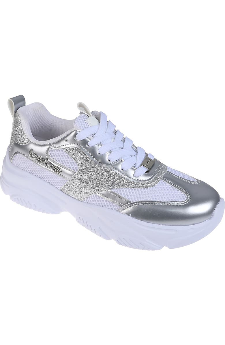 bebe Mixed Media Sneaker, Main, color,