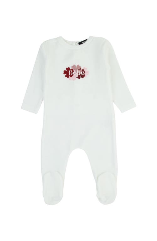 Noggiwear Clover Embroidered Footie In White/pink