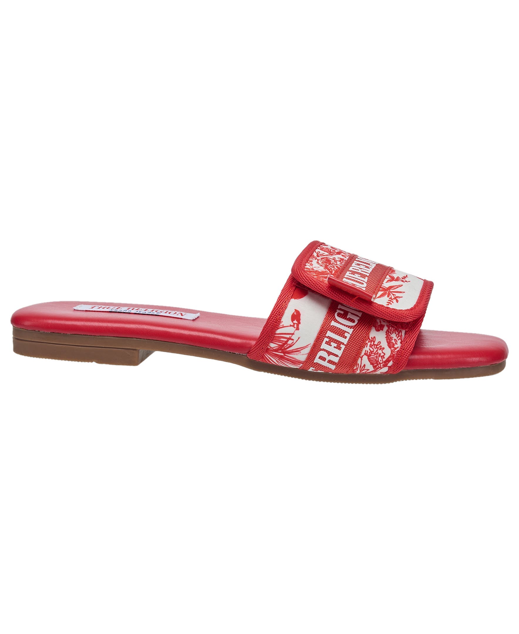 True Religion Missy Logo Adjustable Sandal, Alternate, color, Red