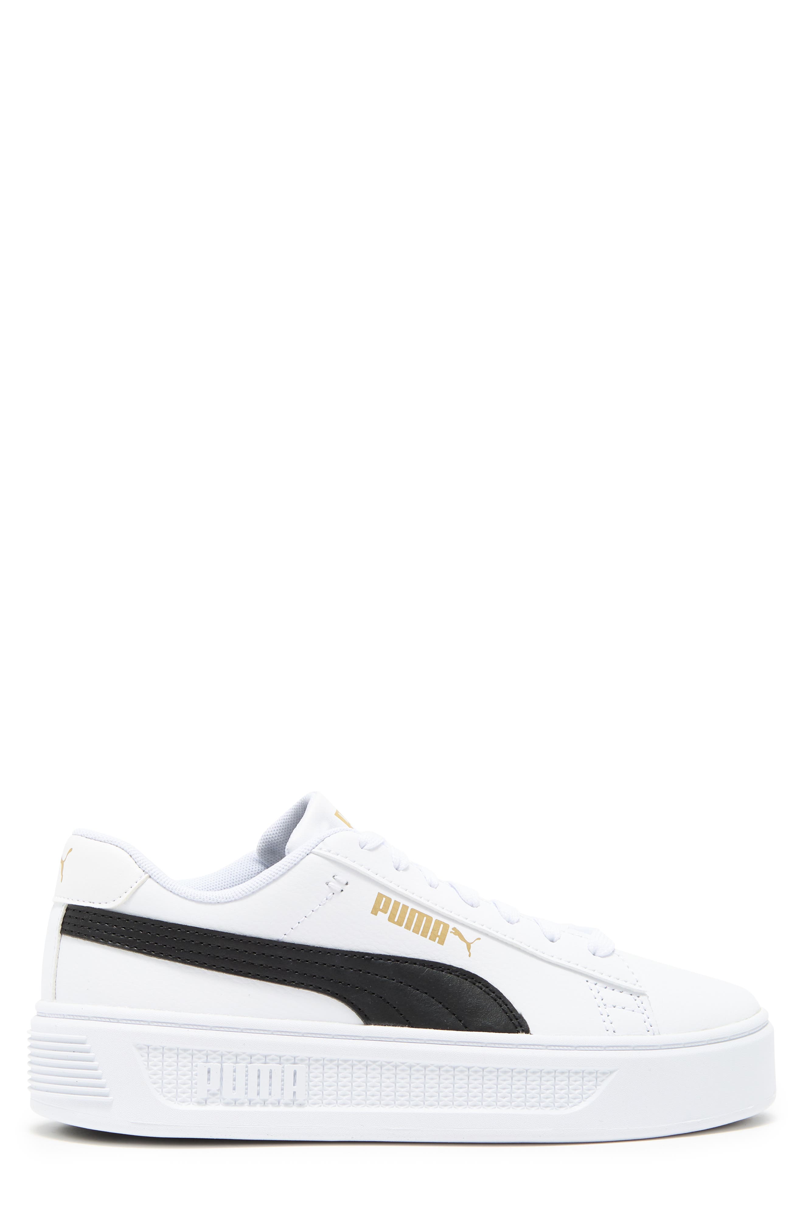 PUMA Smash V3 Platform Sneaker, Alternate, color, White-Black-Gold