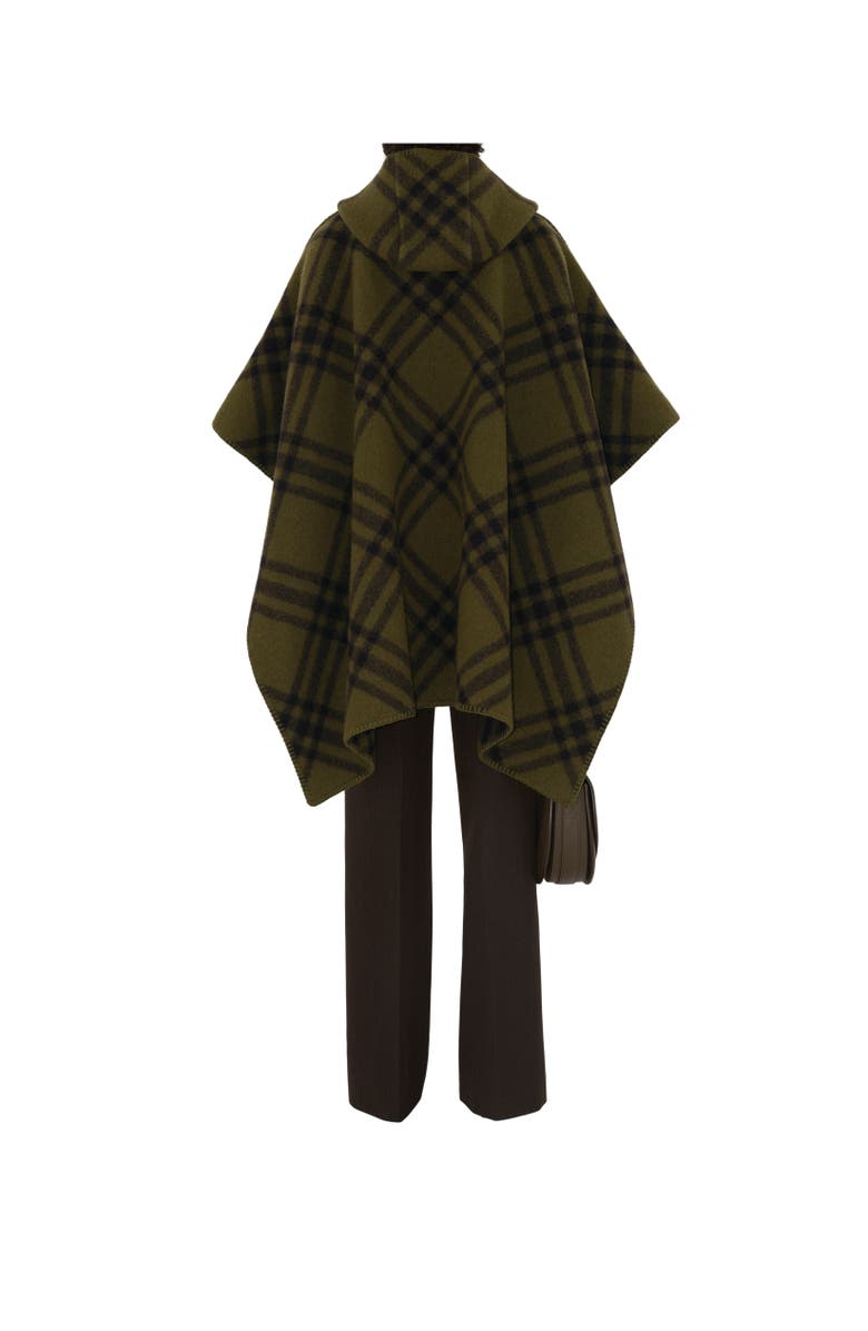 Burberry Reversible Check Wool Cape, Alternate, color, Camp