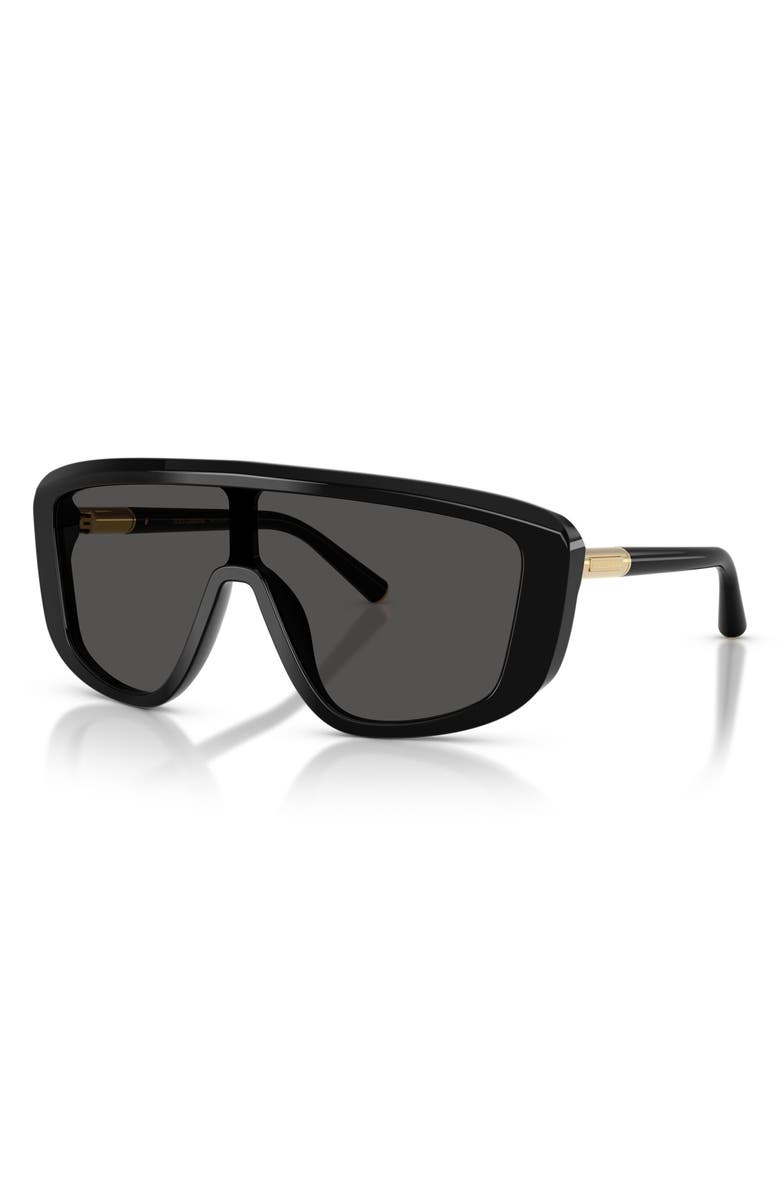 Dolce&Gabbana 128mm Rectangular Shield Sunglasses, Alternate, color, Black / Dark Grey