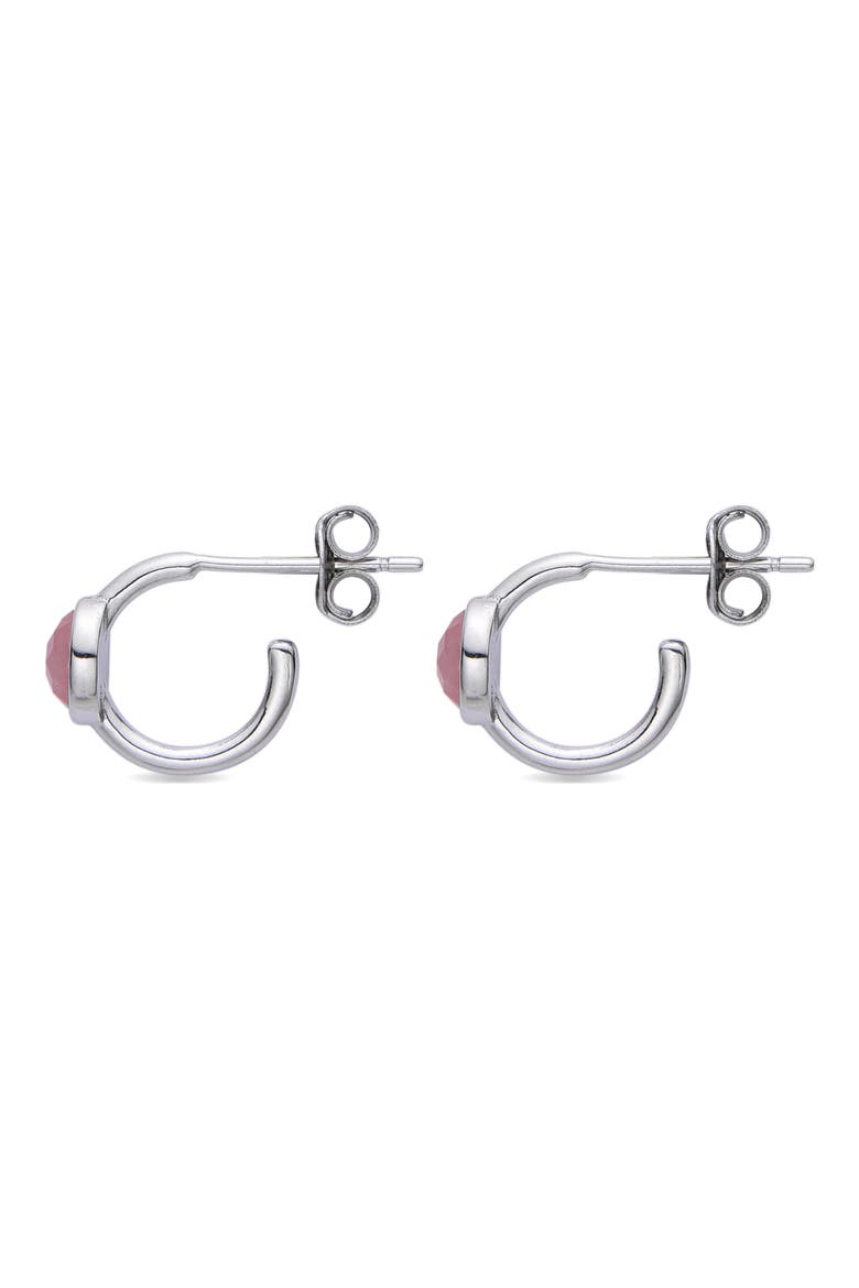 Rose Quartz Hoop Earrings, Alternate, color, SILVER