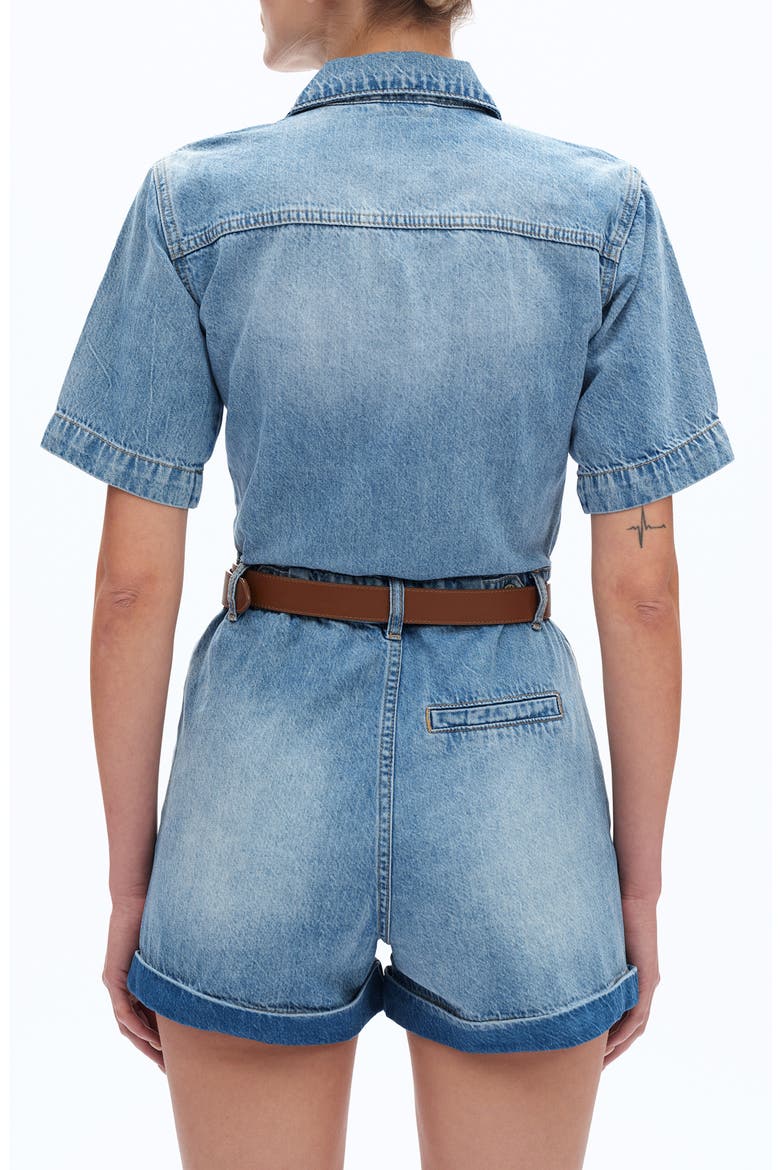 Chloe Denim Romper, Alternate, color, DOVE