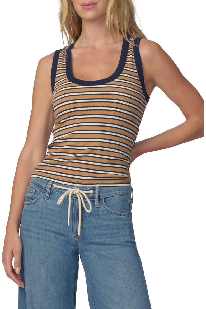 The Stripe Rib Tank, Alternate, color, HONEY/ NAVY STRIPE
