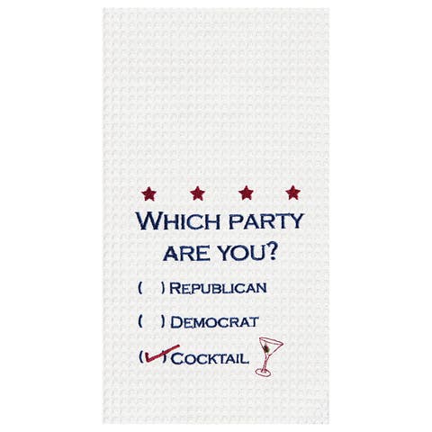 "Which Party Are You" Patriotic 100% Cotton Waffle Weave Dishtowel