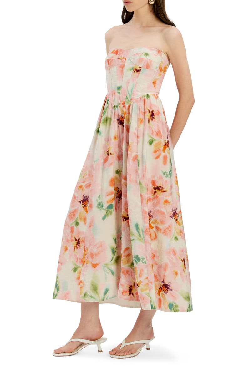 Lola Floral Strapless Corset Dress, Alternate, color, PINK FLORAL