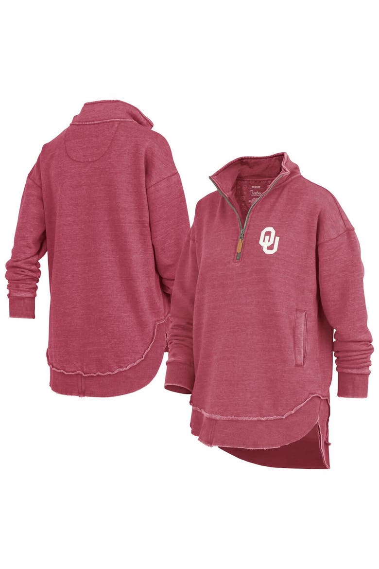 Women's Pressbox Crimson Oklahoma Sooners Northfork Sojourn Poncho Quarter-Zip Sweatshirt, Main, color, Crimson