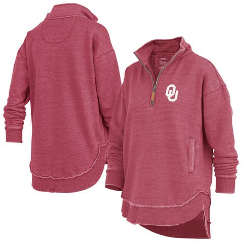 Women's Pressbox Crimson Oklahoma Sooners Northfork Sojourn Poncho Quarter-Zip Sweatshirt