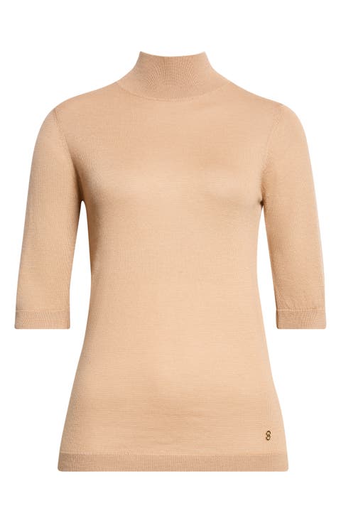 Fine Gauge Cashmere Mock Neck Top