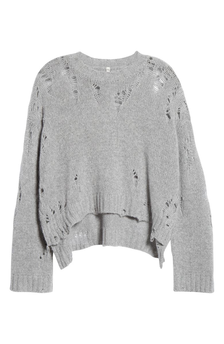 R13 Shredded Side Slit Wool Sweater, Alternate, color,
