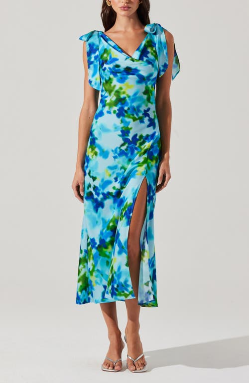 Astr Allexina Dress In Blue Water Print In Blue