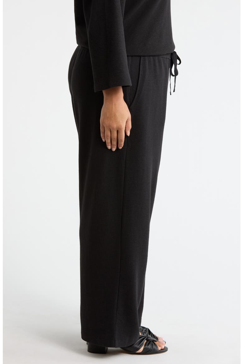 Organic Cotton Blend Ankle Wide Leg Drawstring Pants, Alternate, color, BLACK