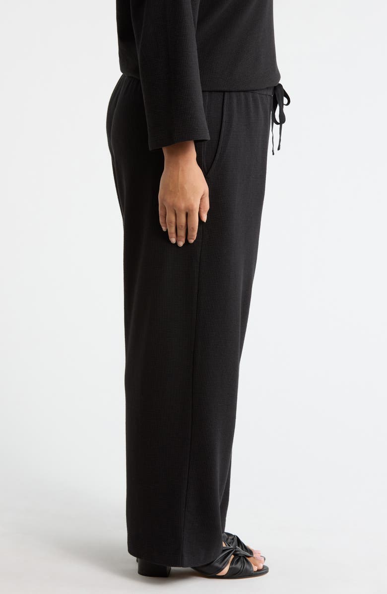 Eileen Fisher Organic Cotton Blend Ankle Wide Leg Drawstring Pants, Alternate, color, Black