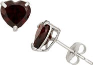 FZN 10K Gold Garnet Heart Stud Earrings