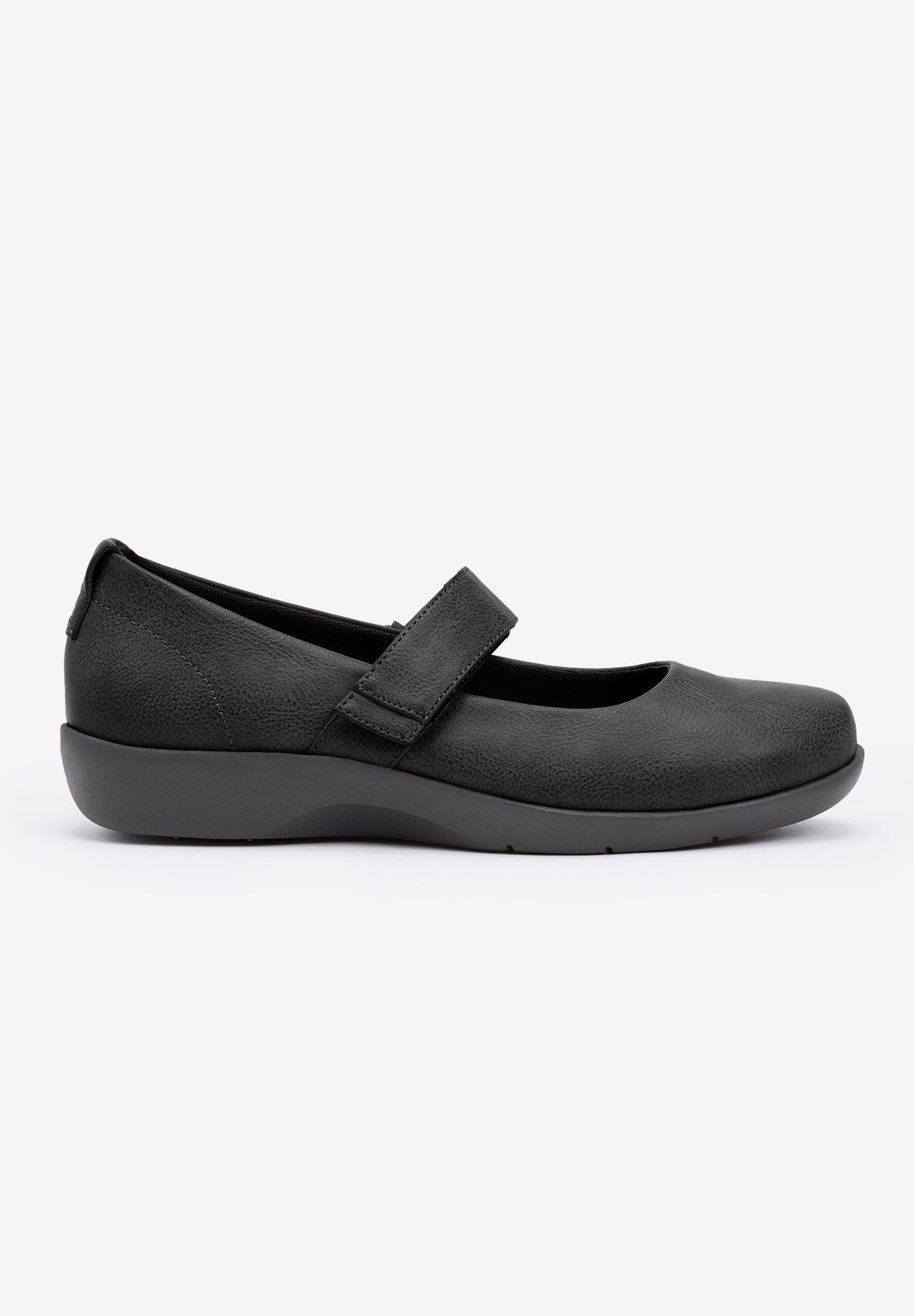 Comfortview The Carla Mary Jane Flat, Alternate, color, Black