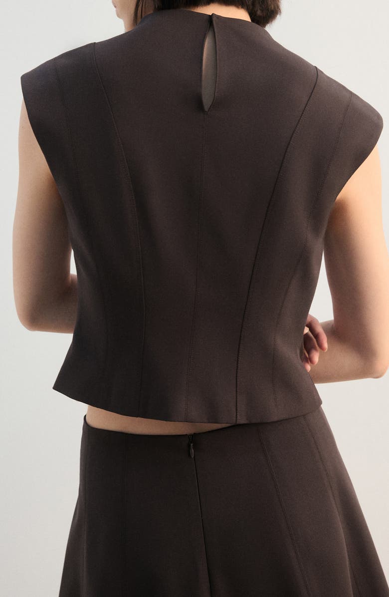 MANGO Fitted Cap Sleeve Top, Alternate, color, Chocolate