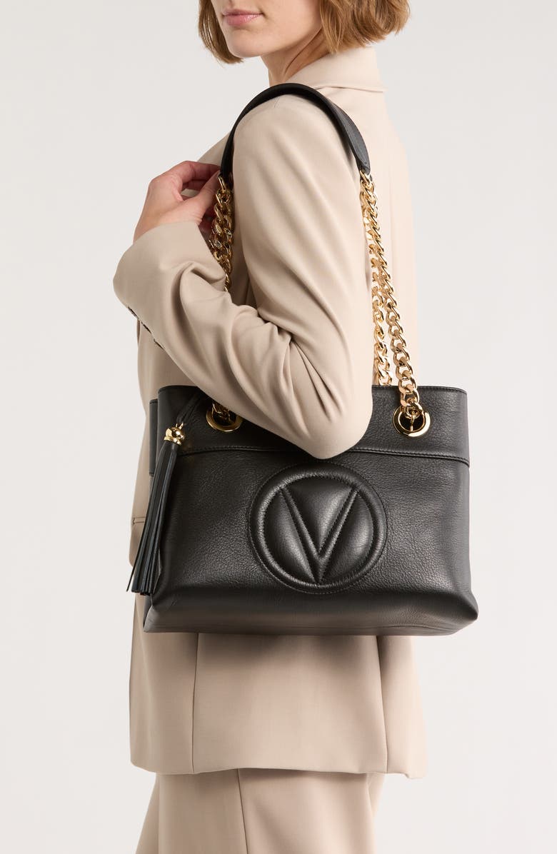 VALENTINO BY MARIO VALENTINO Kalo Signature Leather Tote Bag, Alternate, color, Black