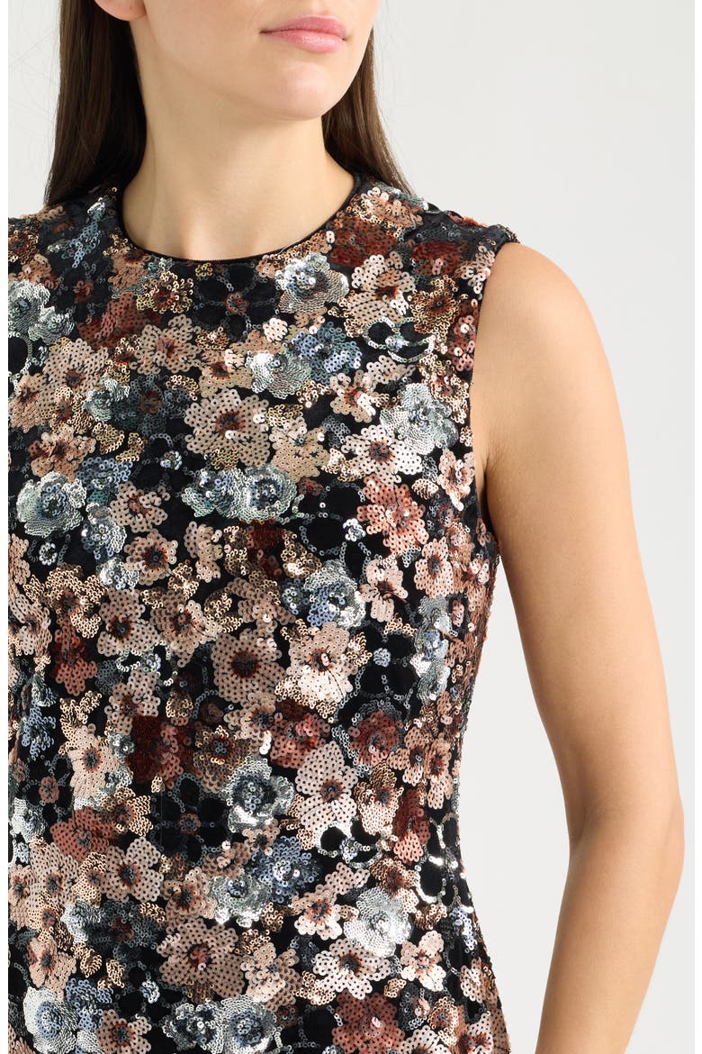 Floral Sequin Sheath Dress, Alternate, color, ANNE BLACK MULTI