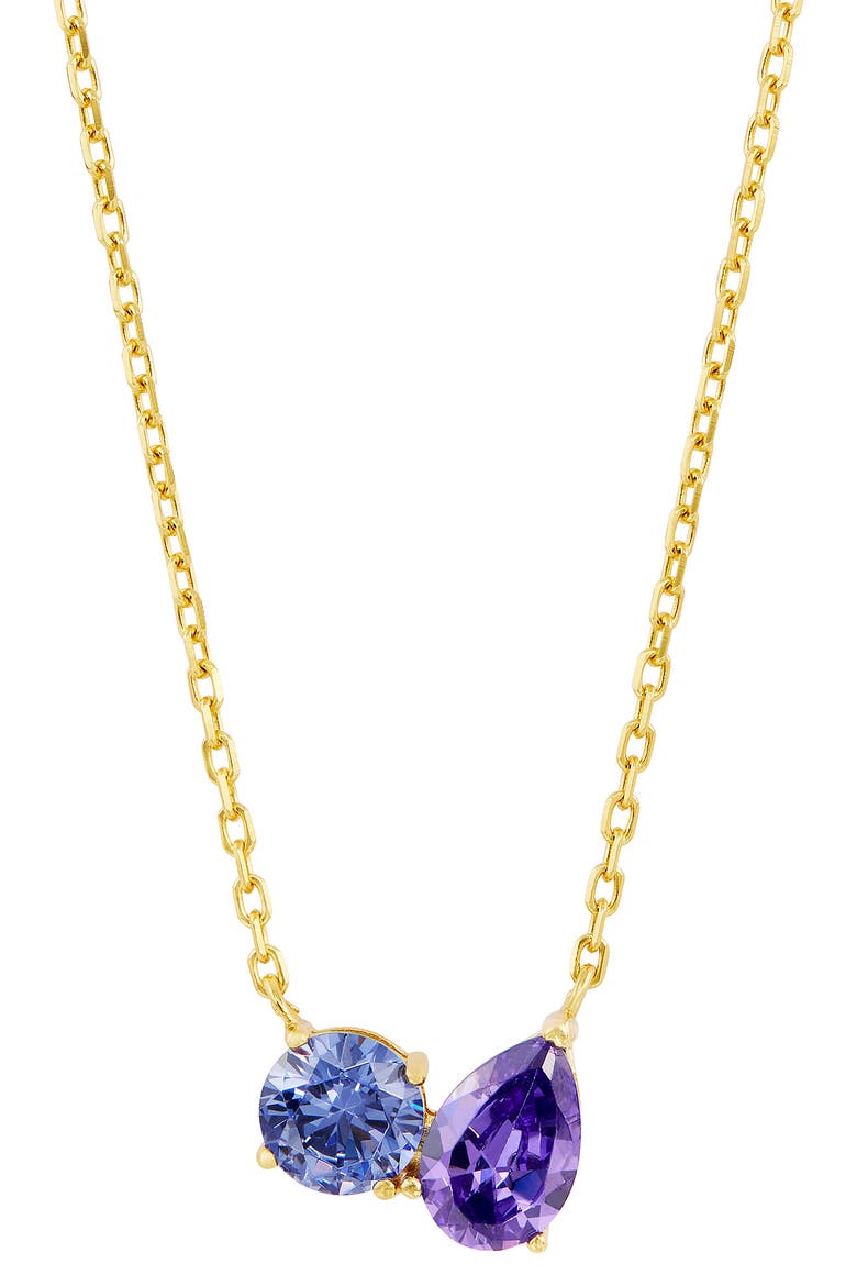 Cubic Zirconia Toi et Moi Pendant Necklace, Main, color, BLUE