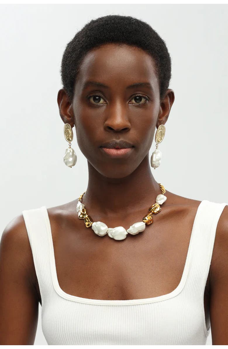 Classicharms Baroque Pearl Statement Necklace, Alternate, color, Gold