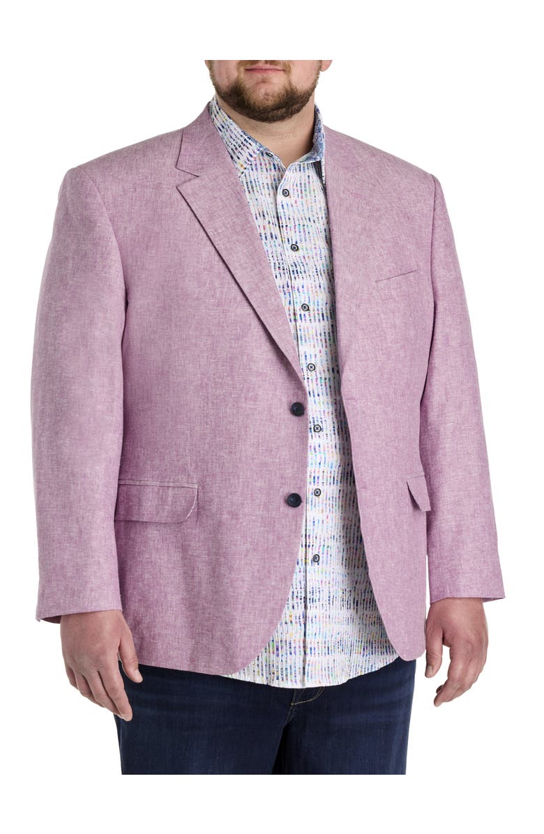 Oak Hill by DXL Big & Tall Jacket-Relaxer Linen-Blend Sport Coat, Main, color, Purple