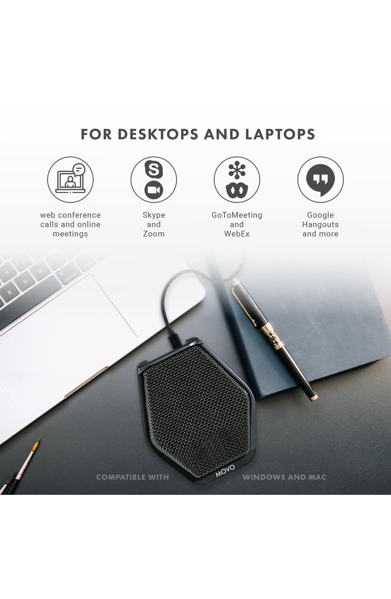 MOVO MC1000 Conference USB Microphone - Long Range Desktop Mic, Alternate, color, Black