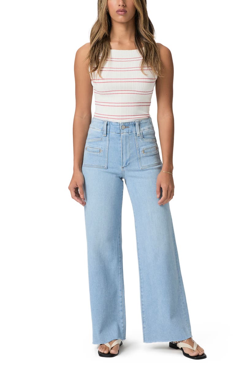 PAIGE Anessa Welt Pocket High Waist Wide Leg Jeans, Alternate, color, 