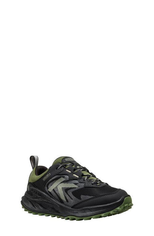 KEEN Kids' Zionic Waterproof Sneaker in Black/Bronze Green 